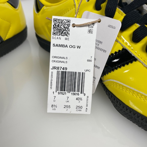 Womens Size 8.5 Adidas Samba OG Patent Yellow Casual JR8749 - Picture 5 of 8